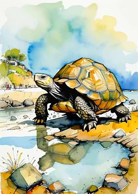 Greek Tortoise Watercolor