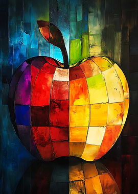 Abstract Mosaic Apple Painting