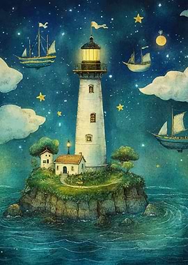 Lighthouse Starry Night