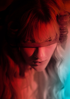 Blindfolded Woman with Horns