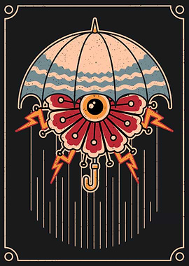 Umbrella vintage tattoo art