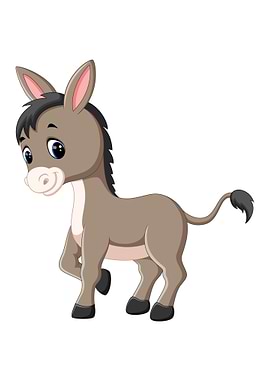Cute Cartoon Donkey