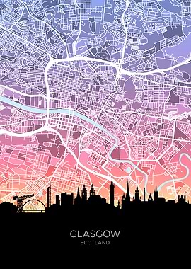 Glasgow Skyline Map