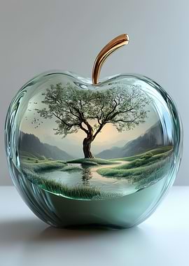 Glass Apple with Tree