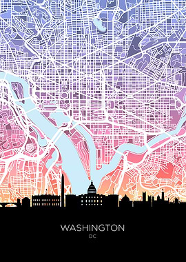 Washington DC Skyline Map