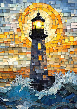 Lighthouse Mosaic Sunset