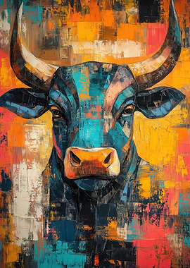 Abstract Bull Painting