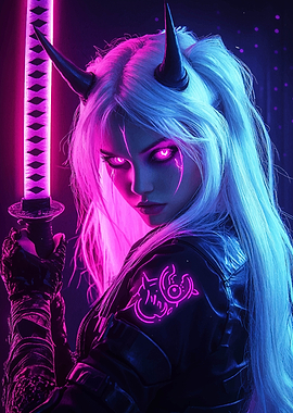 Cyberpunk Demon Girl