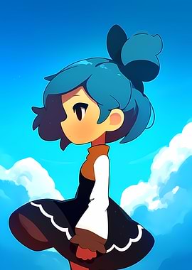 Anime Girl in Blue Sky