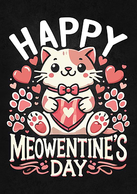 Happy Meowentine's Day - Cute Cat Valentine's