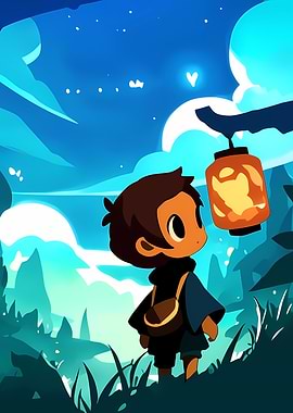 Boy Gazing at Lantern