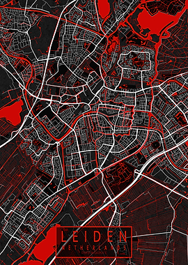 Leiden City Map Netherlands Oriental