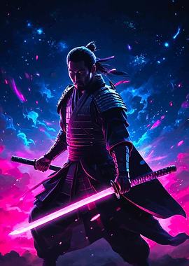 Samurai with Neon Sword