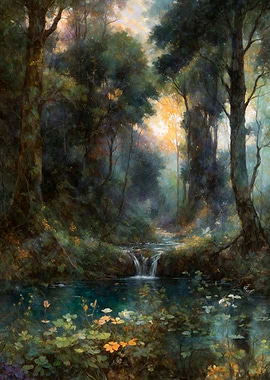 Serenity at Dawn: An Enchanted Forest