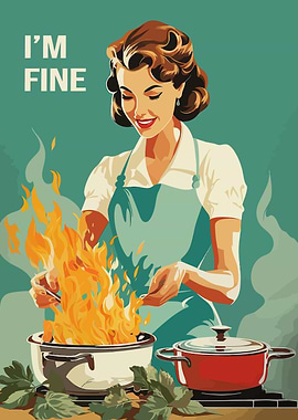 I'm Fine Kitchen Poster