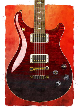 Red Electric Guitar Watercolor