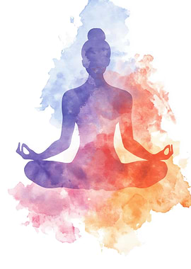 Watercolor Yoga Silhouette