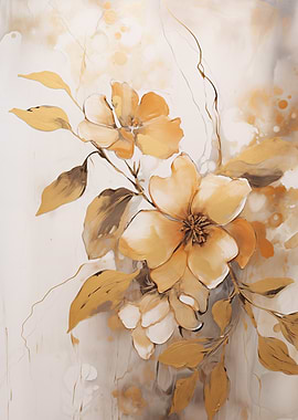 Golden Floral Painting