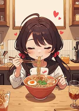 Anime Girl Eating Ramen