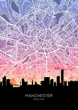 Manchester Skyline Map