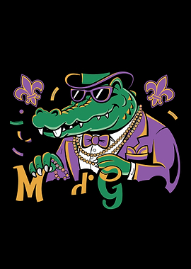 Mardi Gras Alligator Festive New Orleans