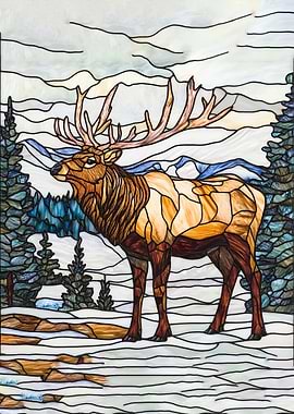Stained Glass Elk
