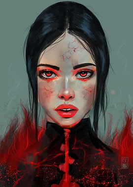 Slavic demons Fiery Woman Portrait