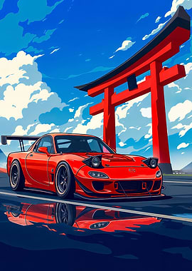 Red Mazda RX-7 JDM