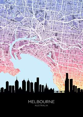 Melbourne Skyline Map