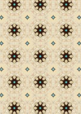 Beige and Teal Mandala Pattern