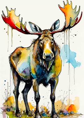 Watercolor Moose