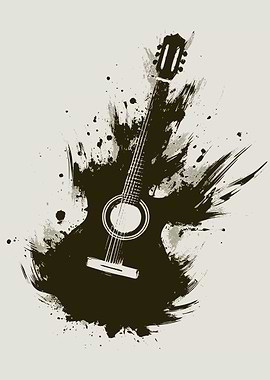 Guitar Ink Splatter