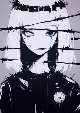 Anime Girl with Barbed Wire