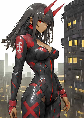 Cyberpunk Anime Girl Gaming
