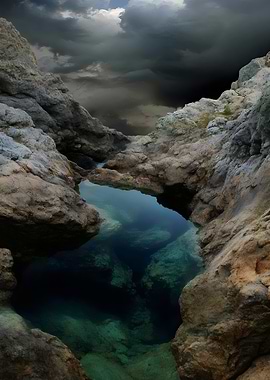 Hidden Pool in Rocky Landscape