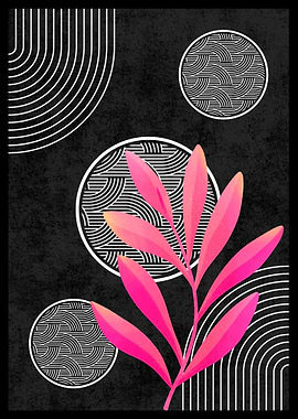 Pink Branch on Black Background