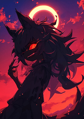 Dark Anime Girl with Wolf Ears