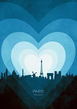 Paris France Skyline Hearts