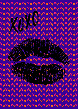 XOXO Lips Print Pop Art | Purple Vibrant Love Print