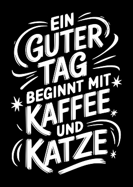 Guter Tag beginnt mit Kaffee und Katze