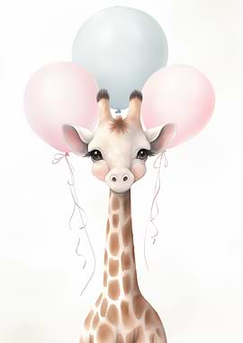 Giraffe with Balloons