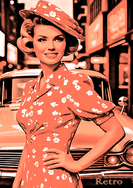 Retro Woman in Dress