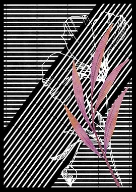 Floral Branch on Stripes