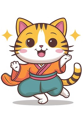 Cute Cat in Kimono