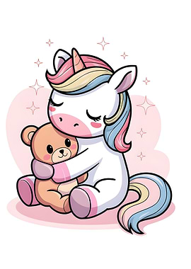 Cute Unicorn Hugging Teddy Bear