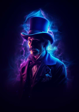 Victorian Gentleman in Neon Light