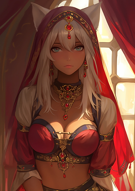 Anime Girl Woman in Red