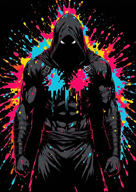 Shadow Figure with Paint Splatter