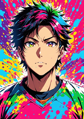 Anime Boy with Colorful Hair