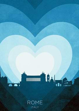 Rome Italy Skyline Hearts